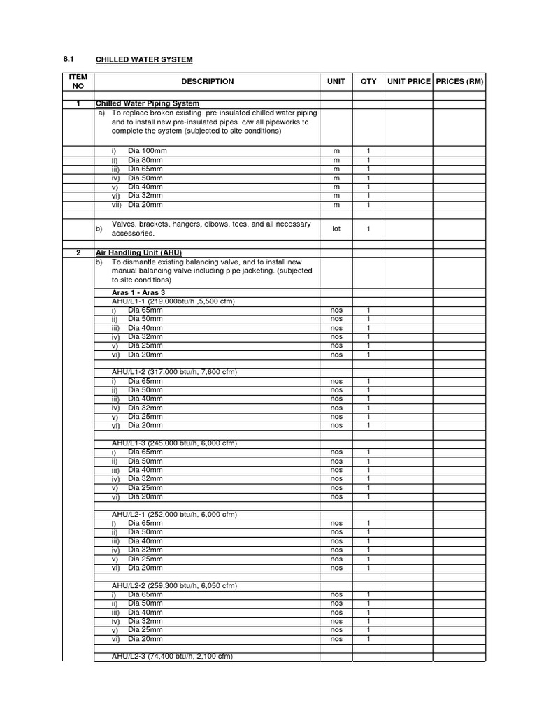 Chilled Water System Specifications | PDF | Building Engineering | Machines