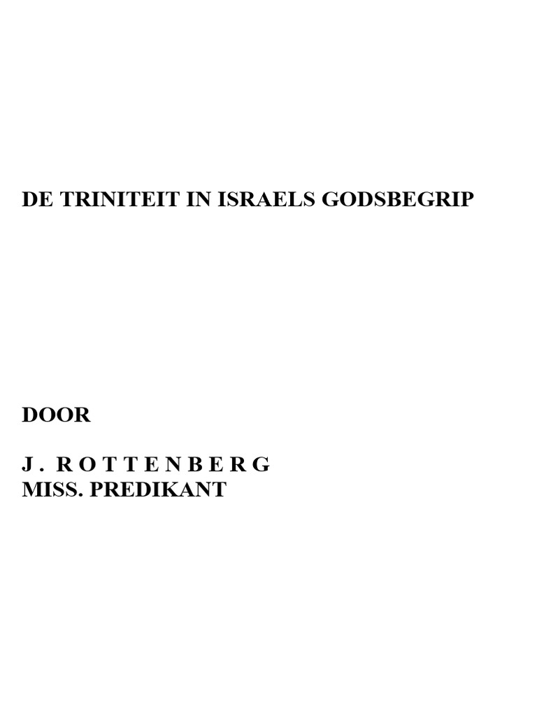 DE TRINITEIT IN ISRAELS GODSBEGRIP Rottenberg | PDF