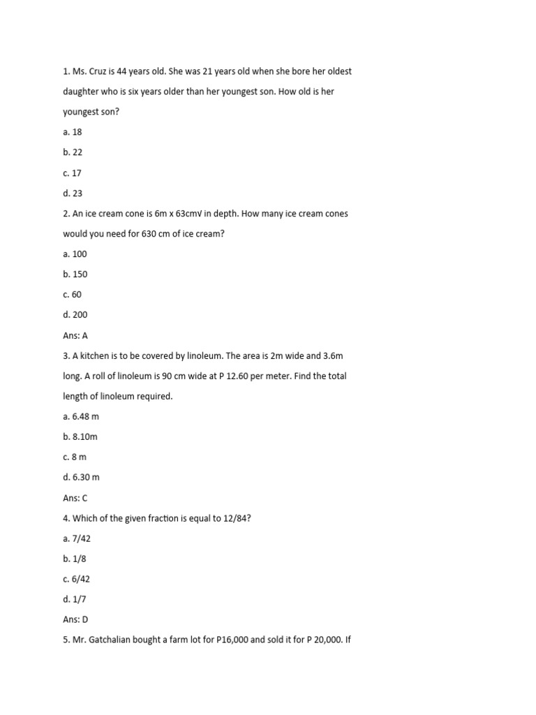 Math Entrance Exam Reviewer 2025 | PDF | Teaching Methods & Materials ...