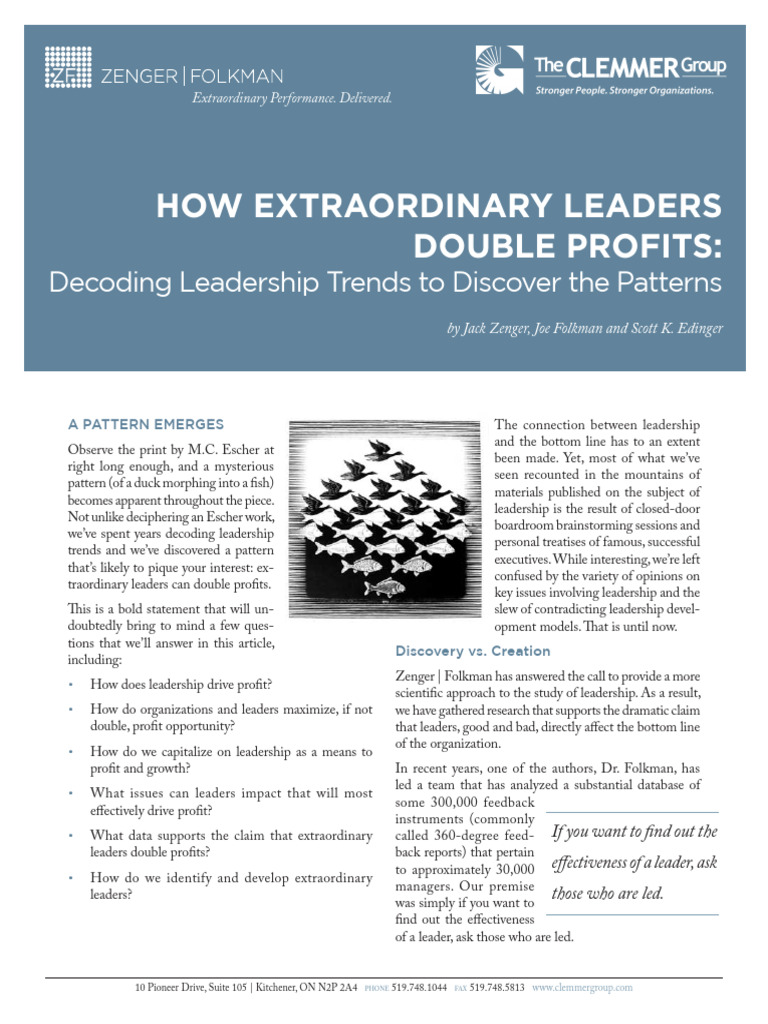 Extraordinary Leaders Double Profits | PDF | Leadership | Employee ...