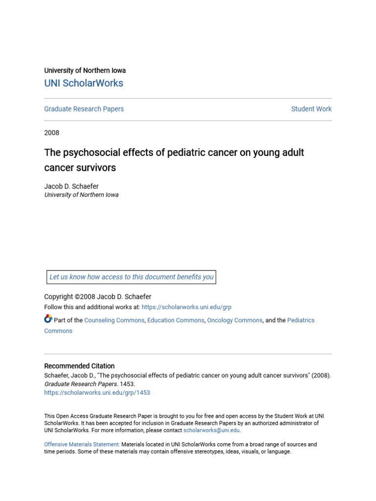 The Psychosocial Effects of Pediatric Cancer On Young Adult Cance | PDF ...