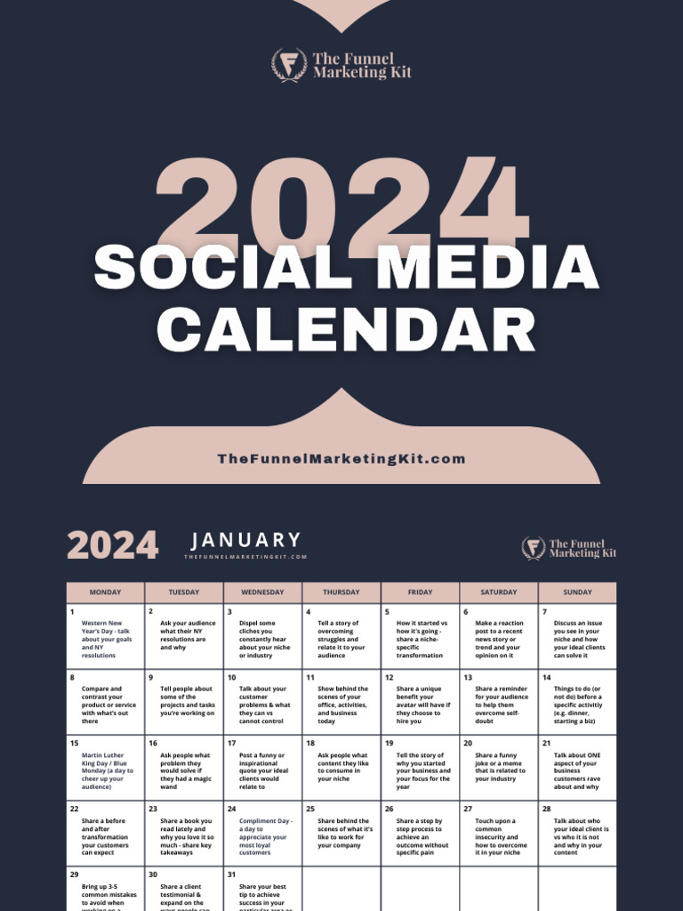 2024 Social Media Calendar PDF Blog Easter