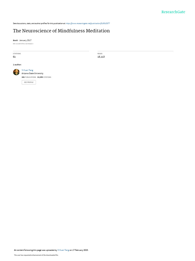 The Neuroscience Of Mindfulness Meditation Pdf Mindfulness