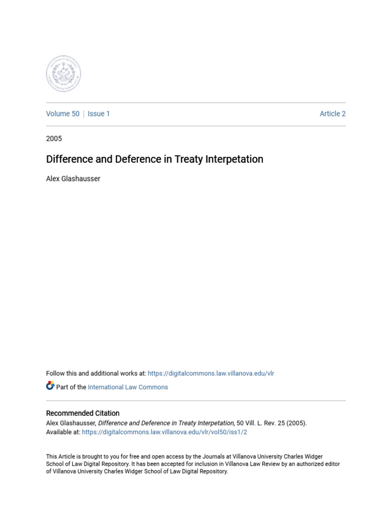 Treaty Interpretation: Difference & Deference | PDF | Treaty | European ...