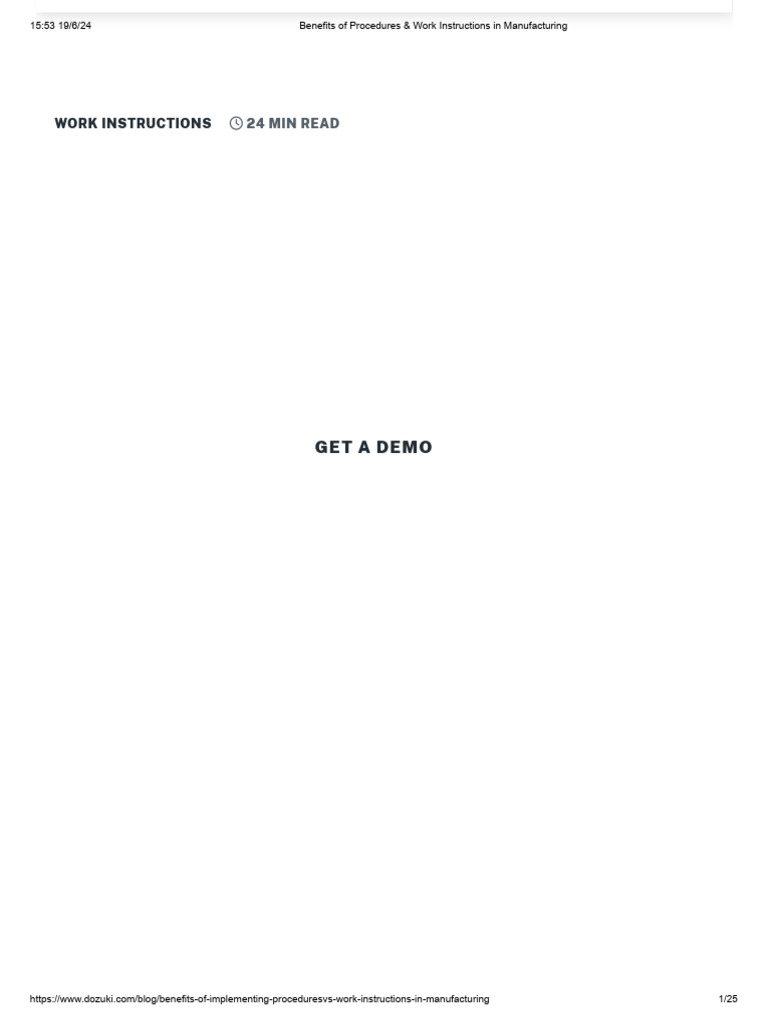 Benefits of Work Instructions in Manufacturing | PDF | Mass Production ...