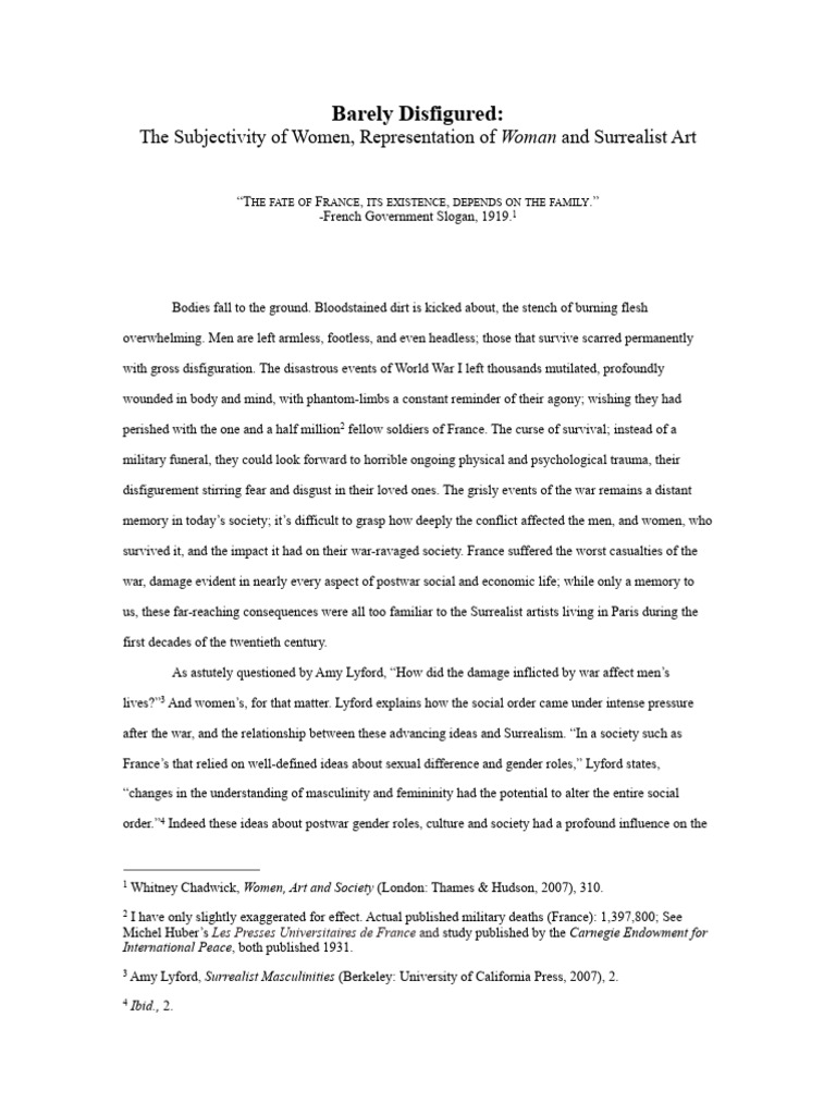 Barely Disfigured The Subjectivity of Wo PDF Surrealism Gender