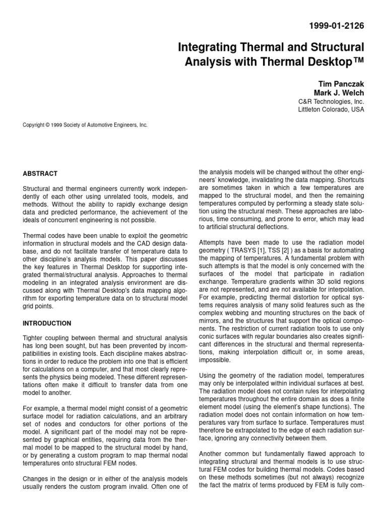 Integrating Thermal and Structural Analysis | PDF | Finite Element ...