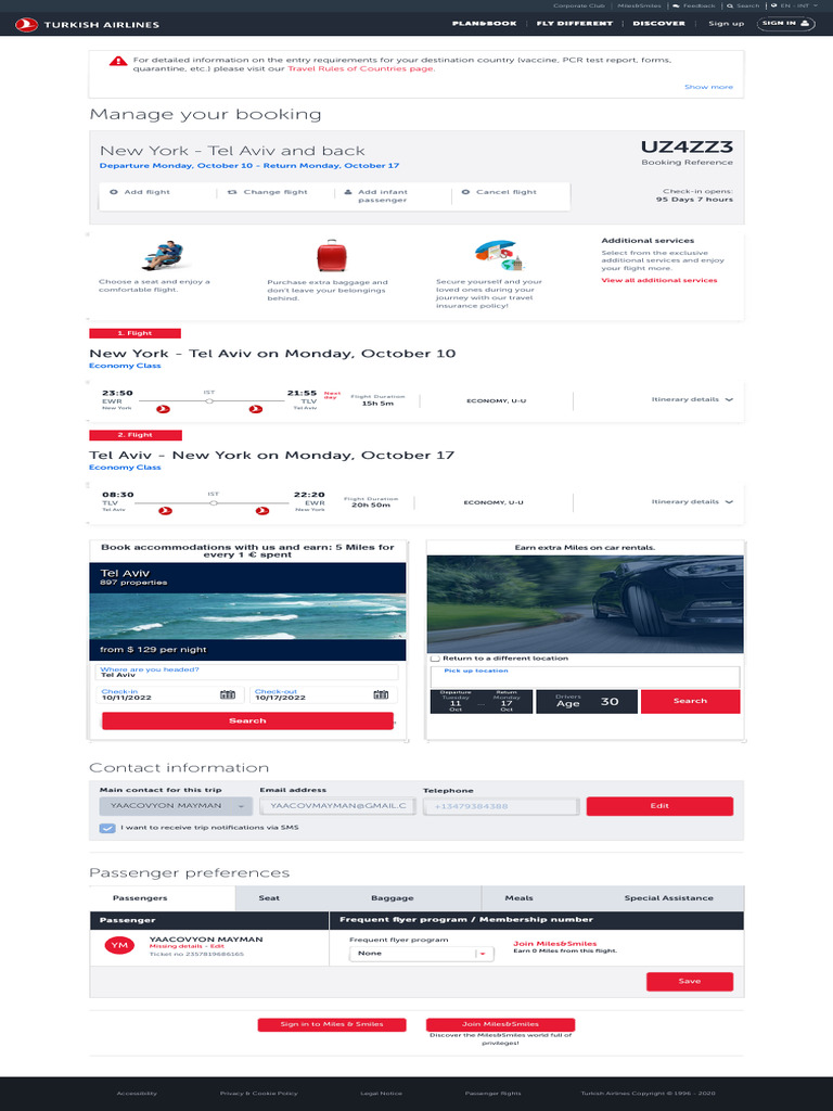 Dashboard Manage Booking Flights Turkish Airlines PDF 