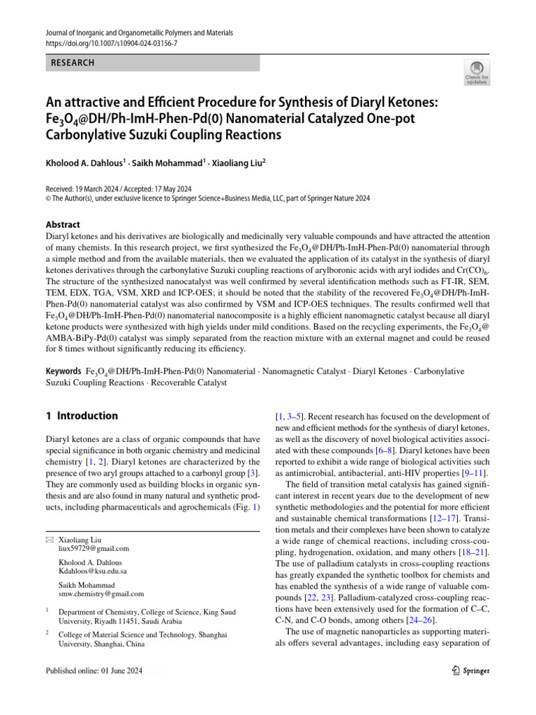 An Attractive and Efficient Procedure For Synthesis of Diaryl Ketones ...