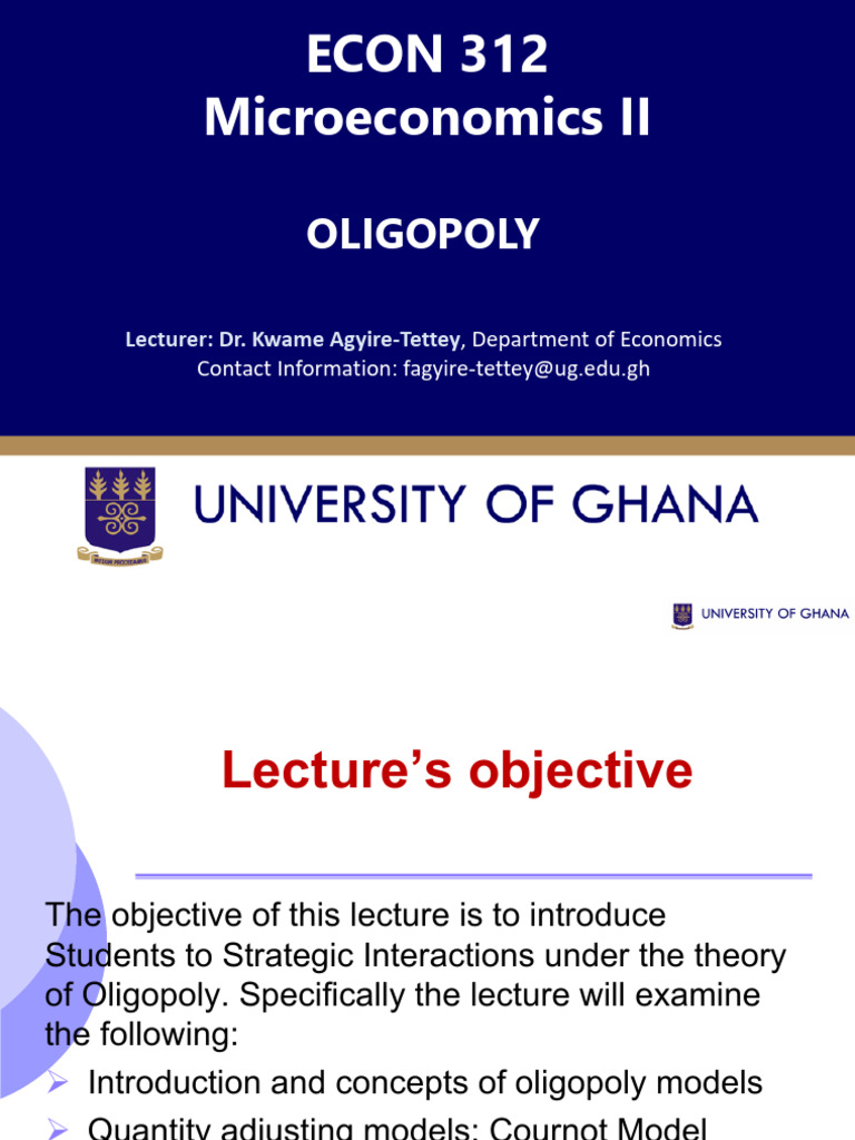 Lecture 1 Oligopoly Pdf Oligopoly Economic Equilibrium