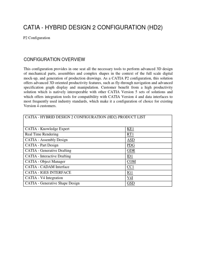 Catia Hybrid Design 2 Hd2 Pdf