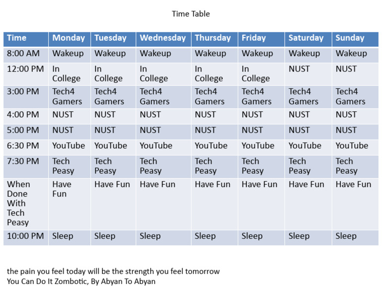 Time Table | PDF