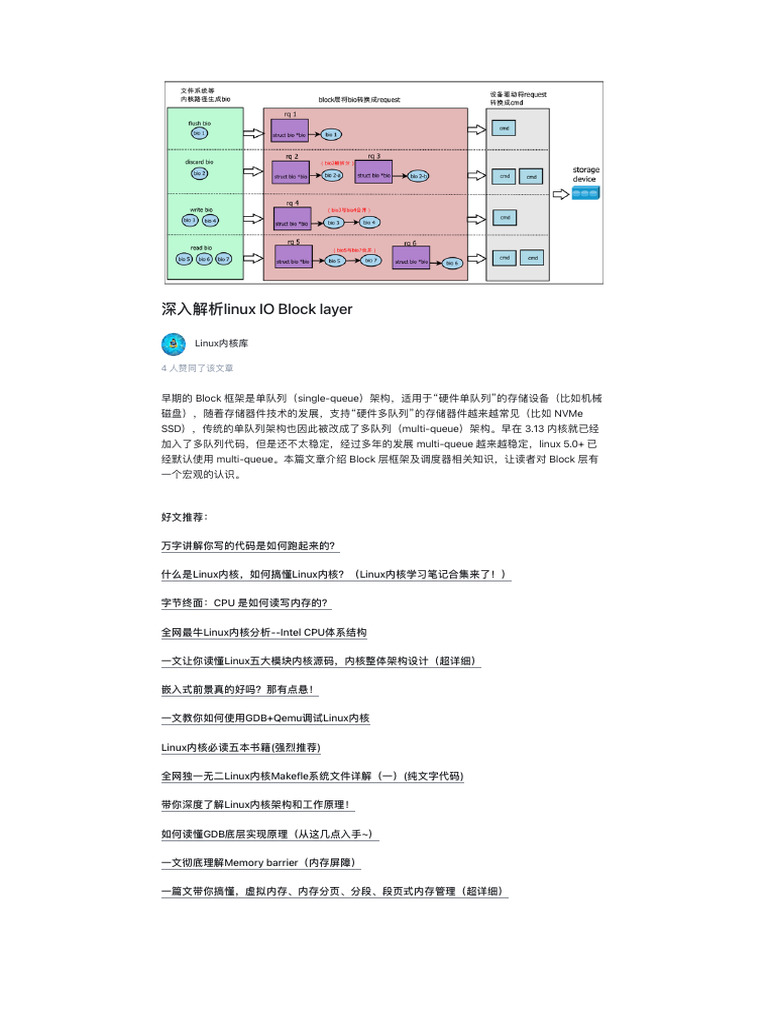 深入解析linux IO Block Layer - 知乎 | PDF