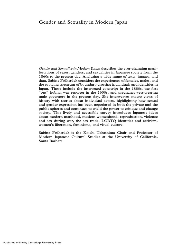 Gender and Sexuality in Modern Japan | PDF | Gender | Gender Studies