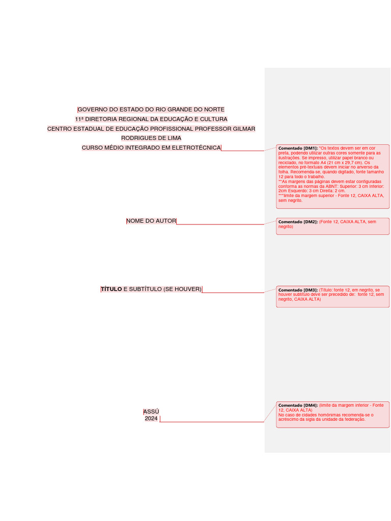 MODELO TCC CEEP 2024_ELEMENTOS PRÉ-TEXTUAIS_COMENTÁRIOS | PDF ...