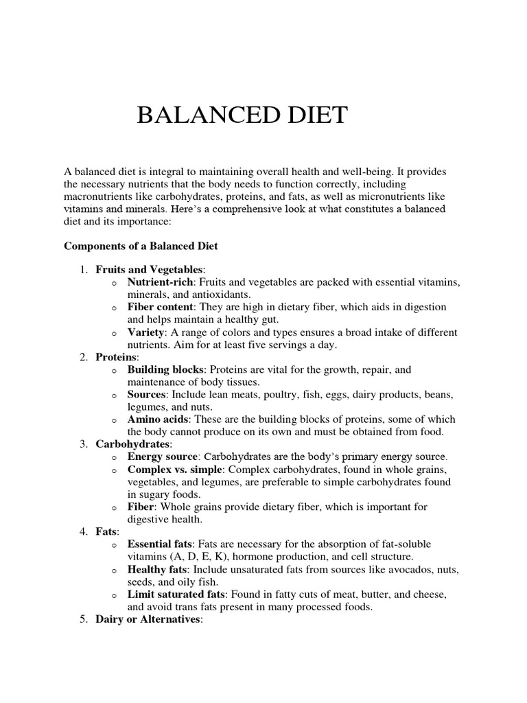 Essential Guide to a Balanced Diet | PDF | Nutrients | Fat