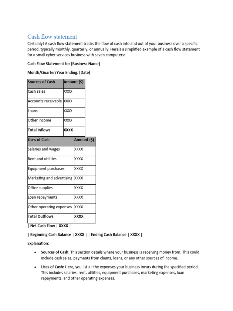 Cash Flow Statement | PDF | Business