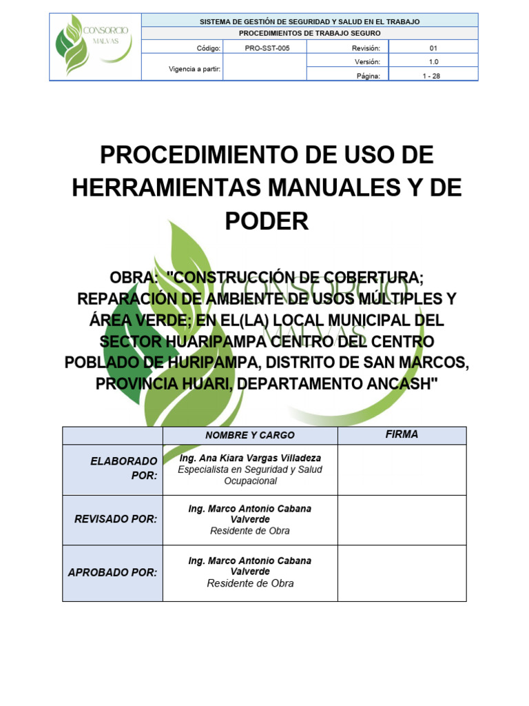 Uso Seguro de Herramientas en Obras | PDF | Tornillo | Herramientas