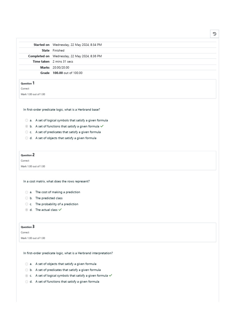 Prelim Lab Quiz 2 - Attempt Review | PDF | First Order Logic ...