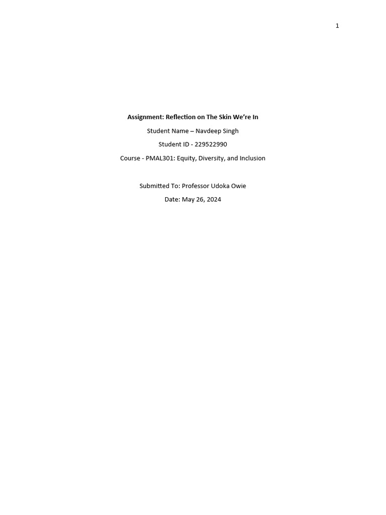 Reflection on Racial Profiling in Canada | PDF | Racism ...