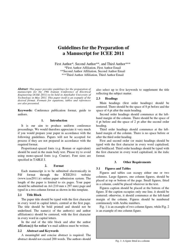 ICEE 2011 Manuscript Preparation Guide | PDF | Typefaces | Science