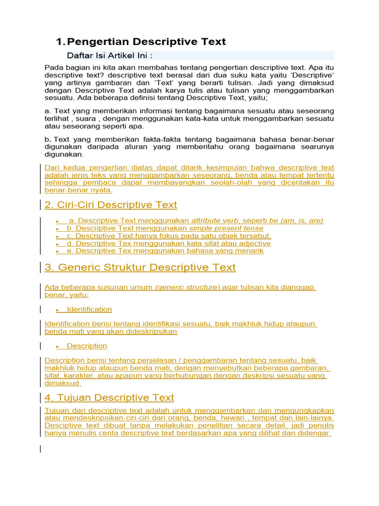 Pengertian Dari Descriptive Text