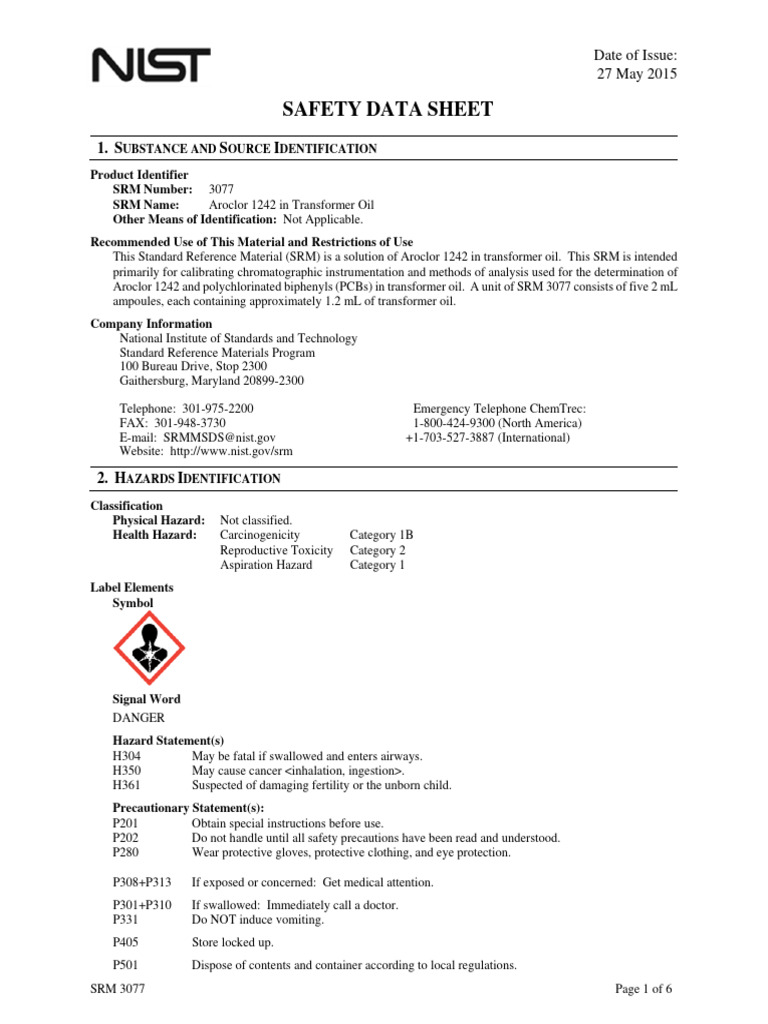 3077 msds download free pdf polychlorinated biphenyl personal