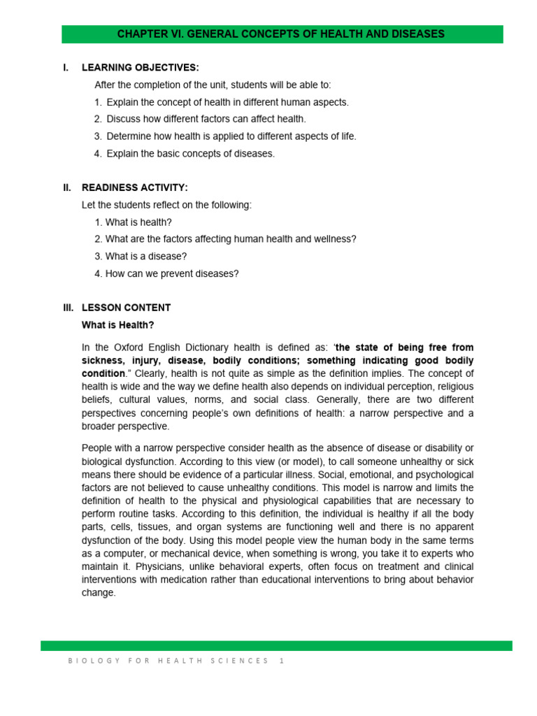 m6 General Concepts of Health and Diseases | Download Free PDF ...