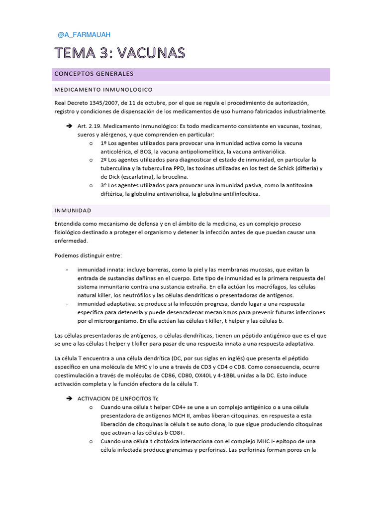 Medicamentos Inmunológicos y Vacunas | PDF | Sistema inmune | Célula T