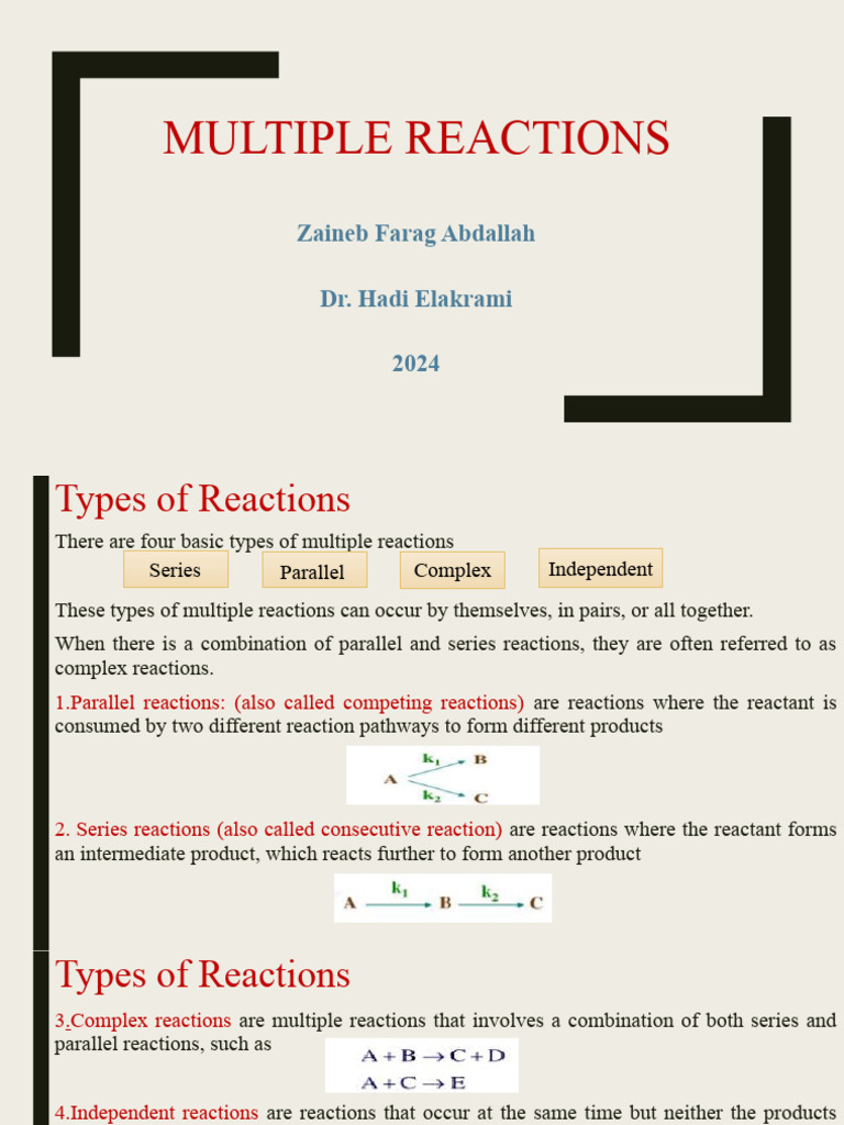 Types of Multiple Chemical Reactions | PDF | Chemical Reactor ...