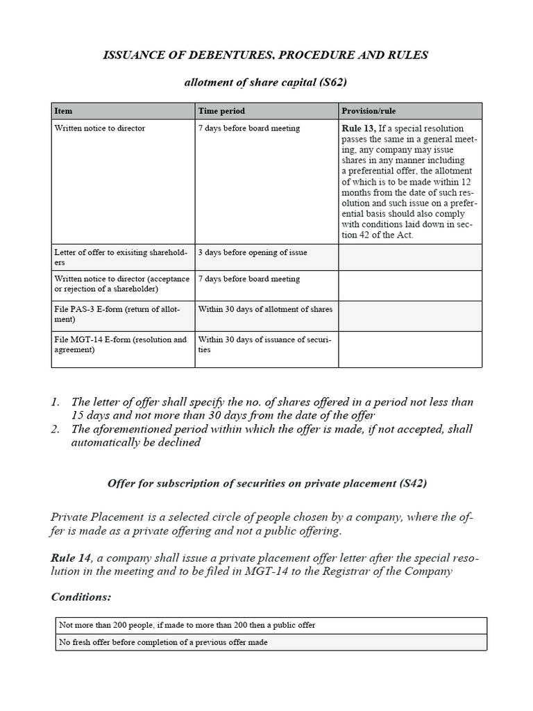 Debentures Issuance Procedure And Rules Pdf Convertible Bond