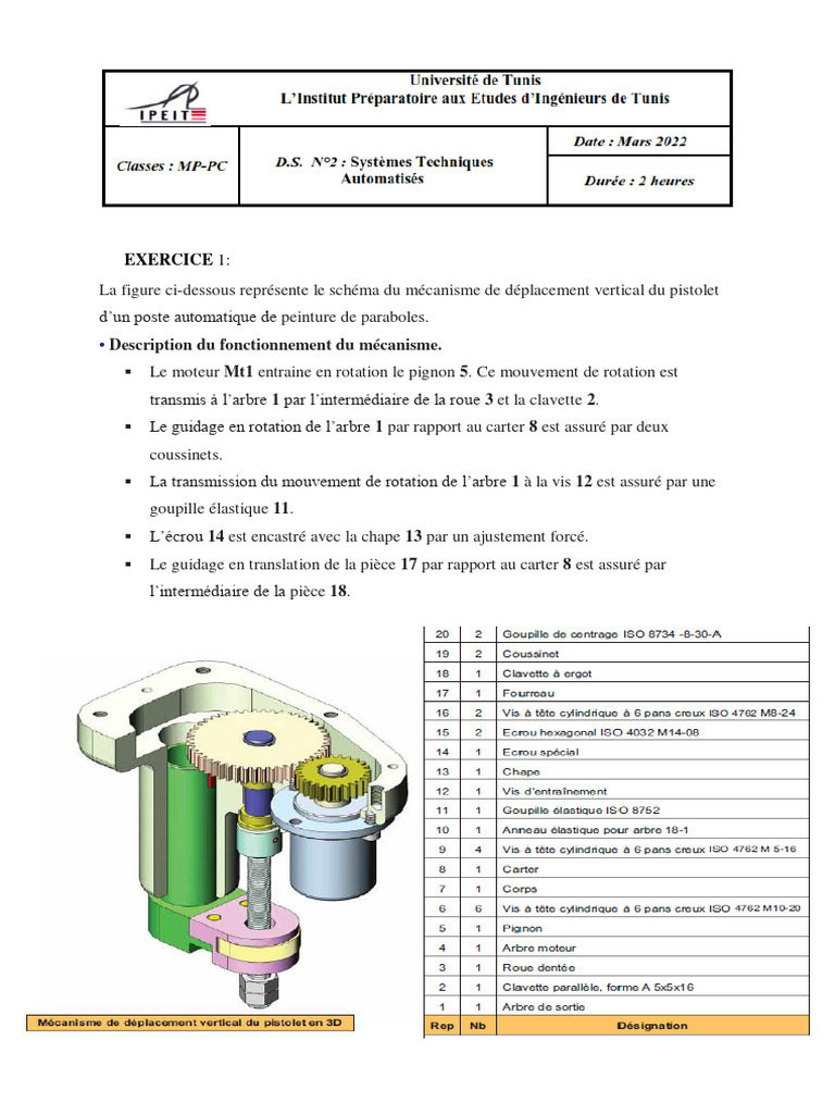 Mécanisme de déplacement vertical | PDF | Rotation | Machine