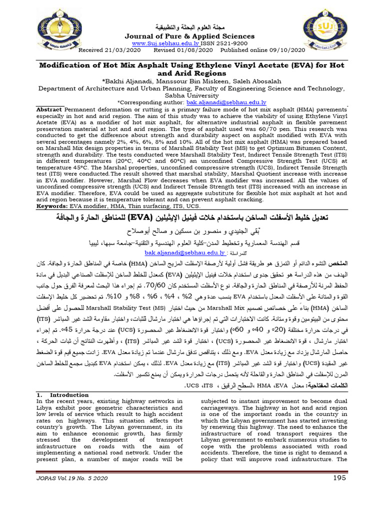 Asphalt Innovation for Hot Climates | PDF | Polymers | Strength Of ...