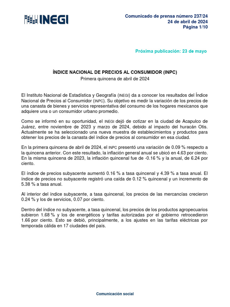 INPC | Descargar gratis PDF | Índice de precios al consumidor ...