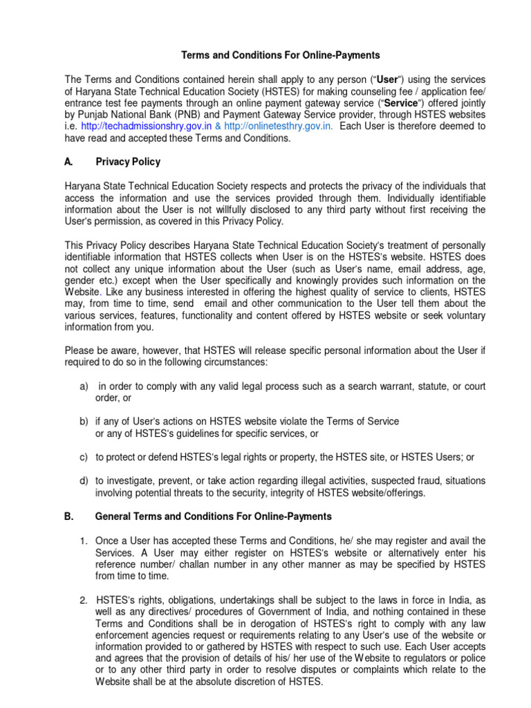 Terms and Conditions For Online Payments | PDF | Debit Card | Credit Card