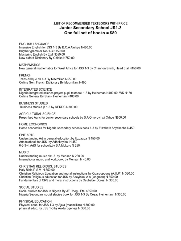 Recommended Textbooks for Secondary School | PDF | Science