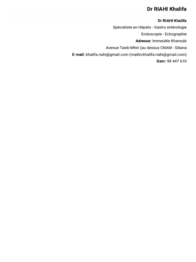 Dr Riahi : Hépato-Gastro Entérologie | PDF