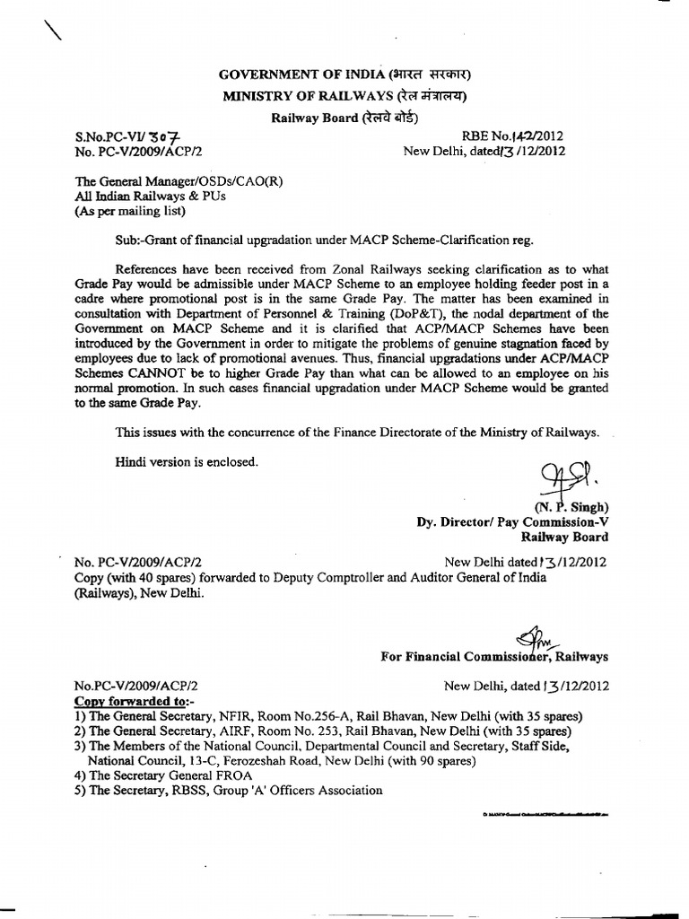 RBE 142 OF 2012 Macp Clarification | PDF