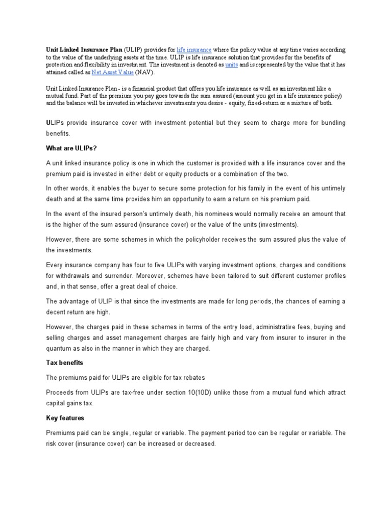 How Does Unit Linked Insurance Plan Work