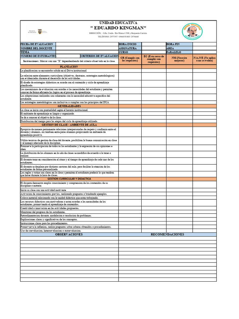 Rubrica de Evaluacion Aulica | Descargar gratis PDF | Evaluación | Maestros