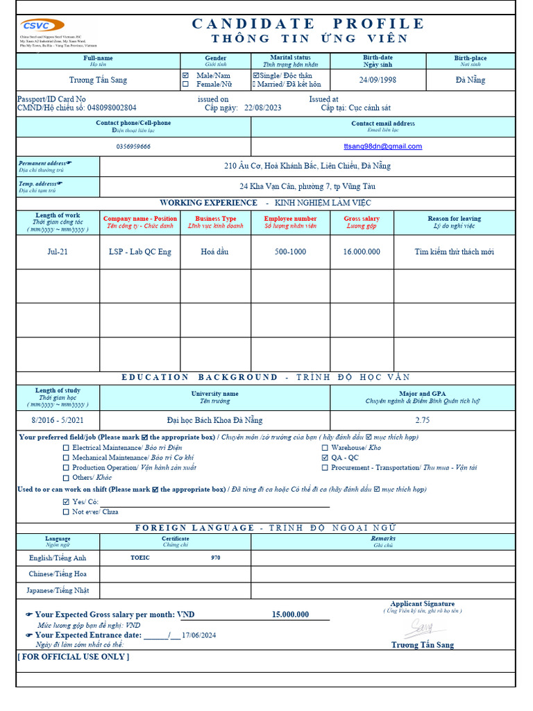 Candidate Profile | PDF