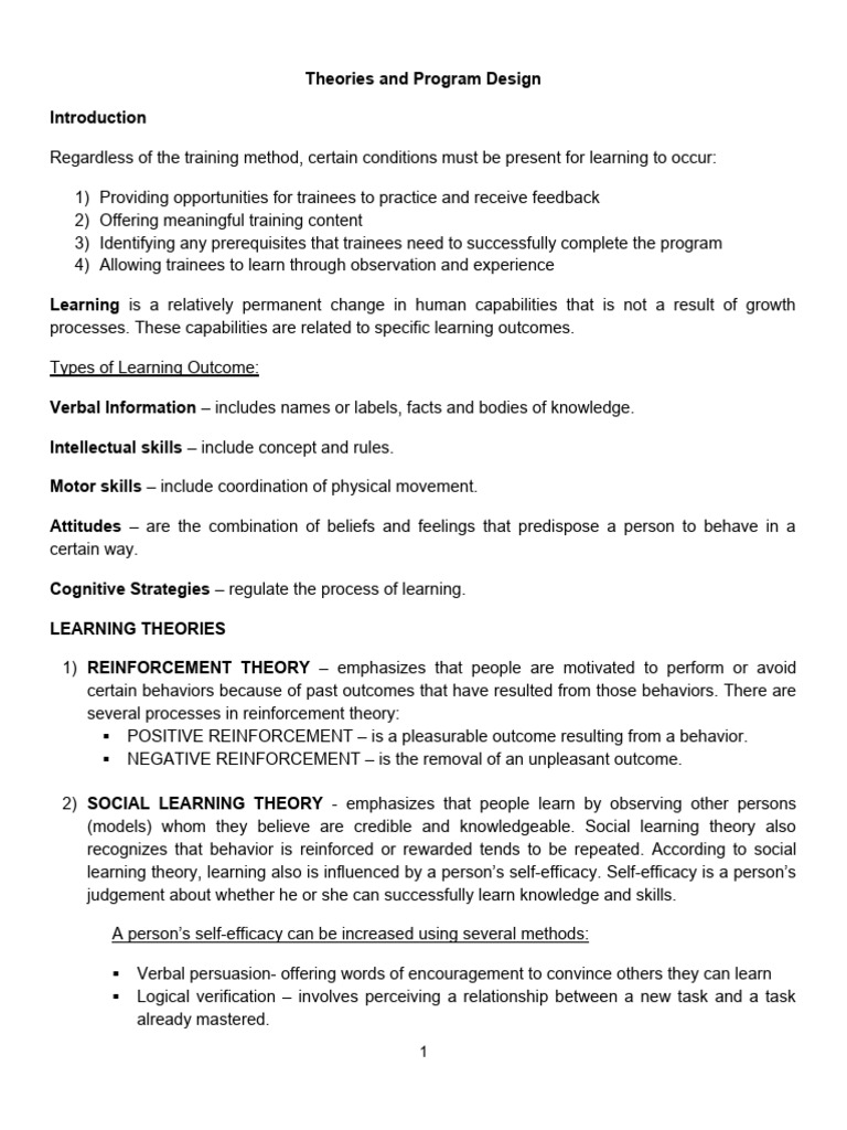 IV Theories and Program Design | PDF | Learning | Motivational