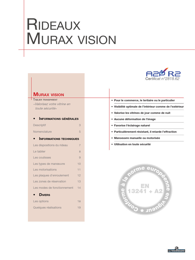 Rideau Métallique Murax Vision 110 | PDF