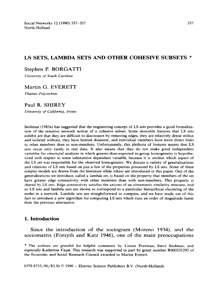 LS Sets Lambda Sets and Other Cohesive S | PDF | Vertex (Graph Theory ...