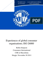 Experiences of Global Consumer Organisations ISO 26000