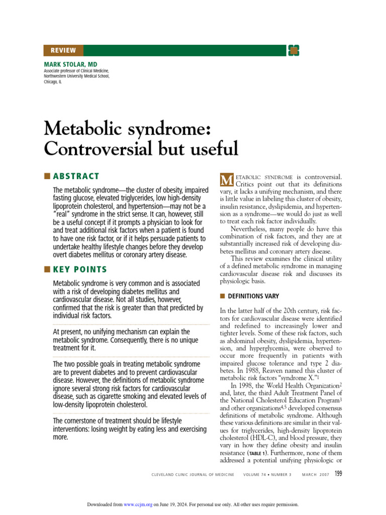 Insulin Resistance in Metabolic Syndrome | PDF | Metabolic Syndrome ...
