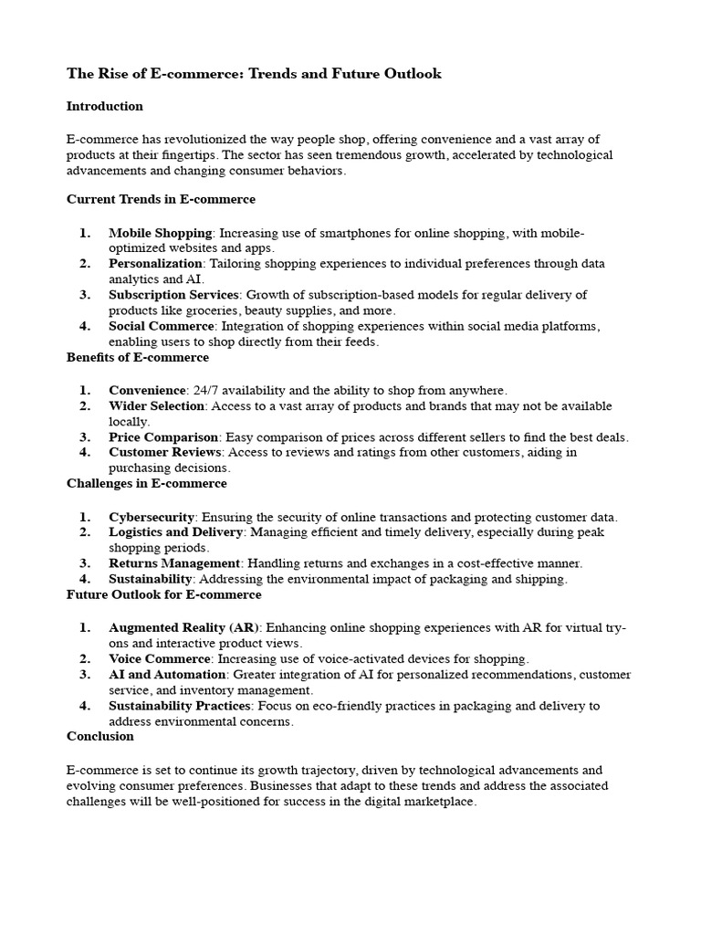 E Commerce Trends And Future Insights Pdf E Commerce Online Shopping