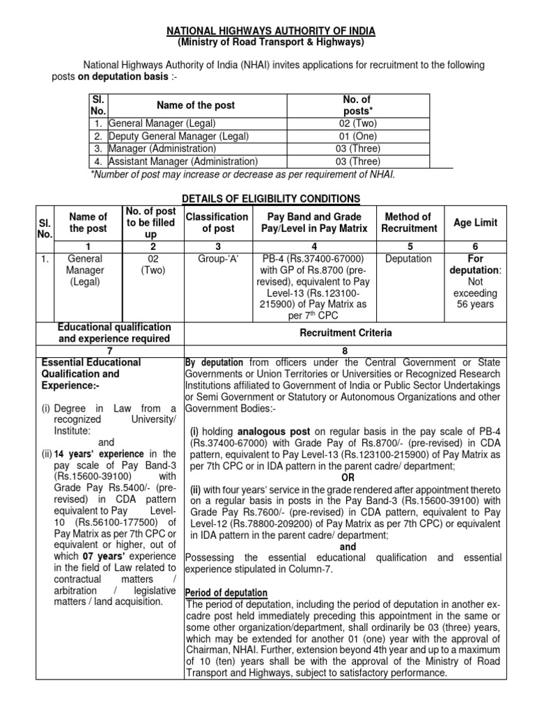 NHAI Recruitment 2024 Notification 2024 06 PDF