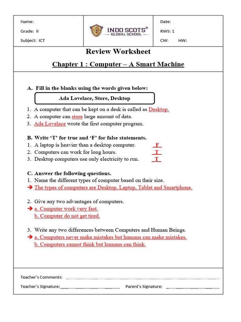Review Worksheet G2Ch1 | PDF | Technology & Engineering