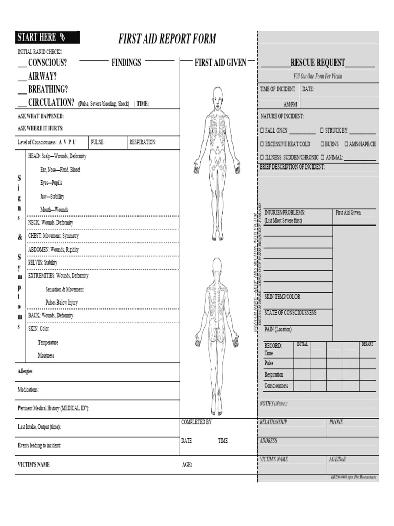 First Aid Patient Report Form | PDF | First Aid | Respiratory System